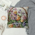 thumbnail image 2 of ARISTURING Happy Easter Watercolor Flower Jasmine Basket Wreath Branch Leaves Green Easter Eggs Blessing Easter Gift Square Throw Waist Pillow Case Decorative Cushion Cover Pillowcase Sofa, 2 of 5