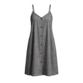 thumbnail image 5 of LIaqionyy Women's Summer Dresses Spaghetti Strap Button Front Plaid Loose Beach Vacation Sleeveless Dress, 5 of 6