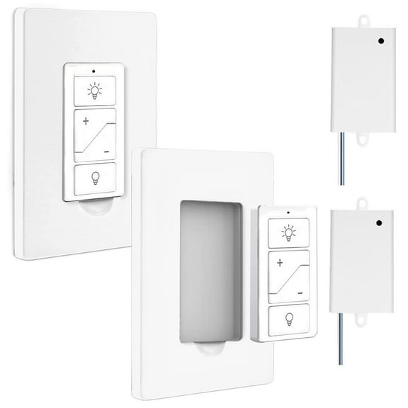 Smart Wireless Light Switch and Receiver Kit,Brightness Adjustable,120ft RF Range No Wiring Mini Remote Control with Wall Plate,Voice Control,Bluetooth Work with Amazon Alexa Only