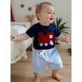 thumbnail image 5 of Newborn Toddler Baby Boy Summer Outfits Short Sleeve Bus/Train Embroidery T-Shirt + Shorts Set Toddler Clothes, 5 of 9