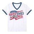 thumbnail image 4 of Usa Shirt for Women Soccer Jersey Short Sleeve Shirts Usa Jersey Contrast Binding V Neck Plus Tee Tops, 4 of 4
