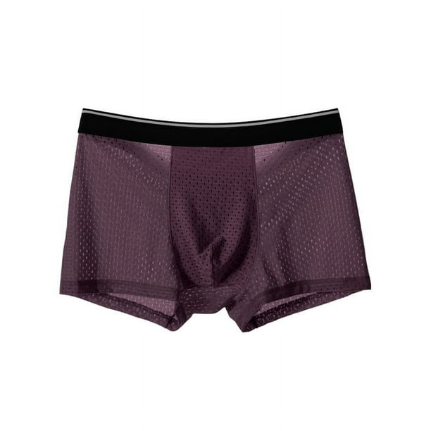 Ropa interior de seda de hielo para hombre, bóxer de malla completa, talla grande, ropa interior para hombre, pantalones bóxer de cintura media con entrepierna de algodón, pantalones Ice Sense