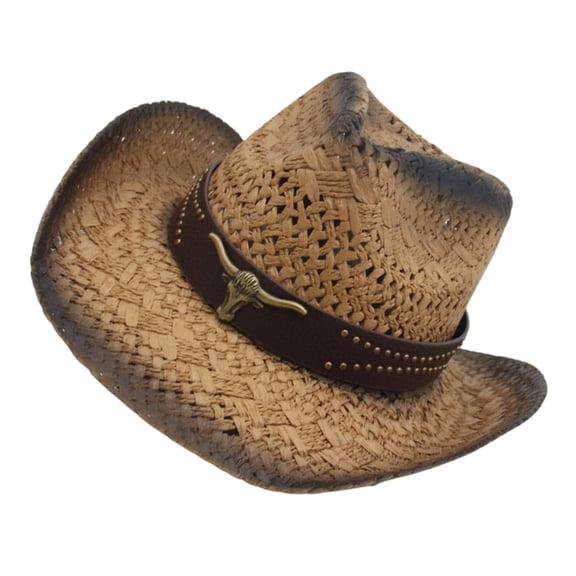 Natural Straw Cowboy Hats Western Look Elegant Outdoor Gears Casual Cap For Adults Kids Breathable Sun Protections