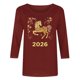 thumbnail image 5 of TaTaai Ladies 2026 New Year Festival Print 3/4 Sleeve Round Neck Blouse Casual Top Holiday Celebration Party Attire Gift, 5 of 5