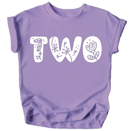 

Two Floral Numbers Ages 1-7 Girl s 2nd Birthday Shirt Purple Shirt 3T