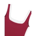 thumbnail image 5 of ATHLECHIC Women's Slim Fitted Crop Tank Top Color Block Square Neck Sports Camisole for Summer 2XL Wine Red, 5 of 5