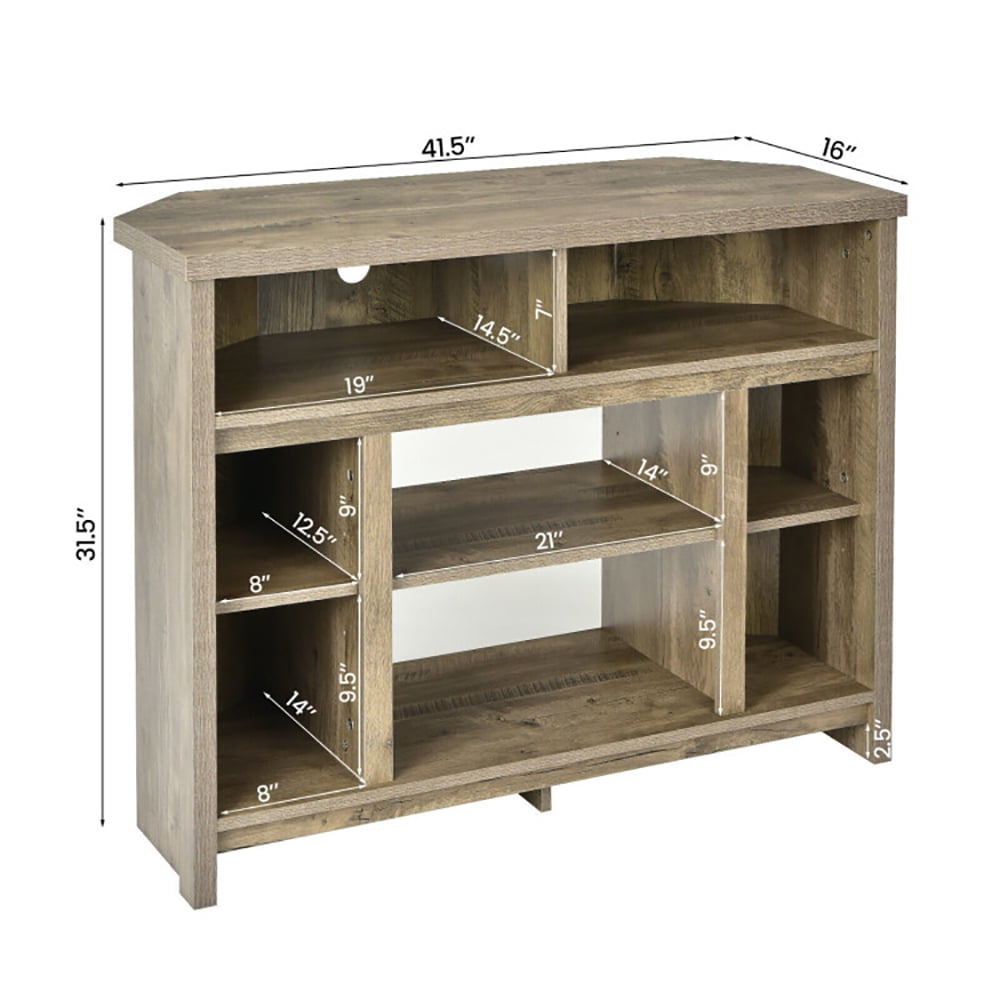Finihen TV Stand, TV Cabinet, Modern Corner TV Stand with Adjustable Shelves for TVs up to 48 Inch, Media Entertainment Center with Storage, for Living Room, Bedroom, Natural