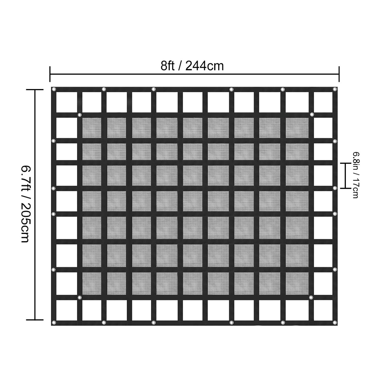 VEVOR Cargo Net with Mesh, 8' x 6.7' Cargo Net for Pickup Truck Bed, Heavy Duty Cargo Nets with Cam Buckles & S-Hooks & Cross Strap, Truck Bed Cargo Net for Trailer SUV Jeeps(96" x 80")
