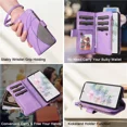 thumbnail image 5 of YEYKX for Samsung Galaxy A32(5G) Wallet Phone Case with 9 Card Holder Zipper Pocket, Magnetic Closure Premium Folio PU Leather Flip Case with Wrist Strap for Samsung Galaxy A32(5G),Purple, 5 of 8