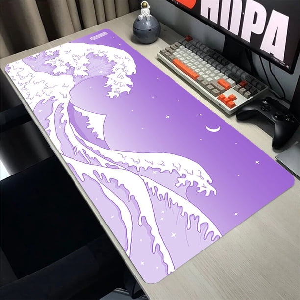 Alfombra de gran ola Off alfobrilla de ratón ordenador XXL para juegos, alfombrilla para juegos de alfombra para ratón teclado, alfombrilla para mesa con borde Anti-bloqueo de deslizamiento qiuyongming unisex