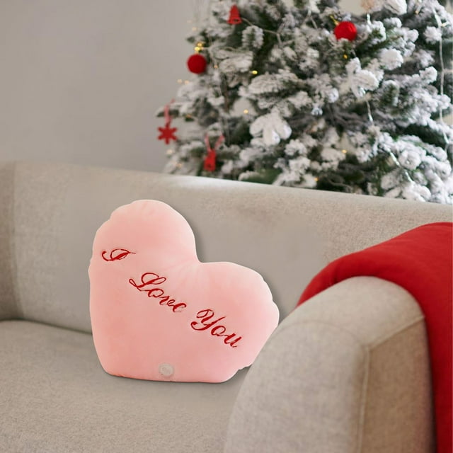 Yhmxh Almohada de San Valentín con forma de corazón, luz LED, cojín suave, regalo para el hogar y los niños.