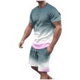 thumbnail image 2 of UVEASISHA Mens Short Sets 2 Piece Casual Outfits Gradient Tracksuit Sweatshirt and Drawstring Shorts Set Navy XL, 2 of 5