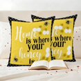 thumbnail image 3 of Yellow Black Bee Pillow Covers 2 Pack Home Is Where Your Honey Is Honeycomb Daisy Pillowcase Waterproof Outdoor Throw Pillow Cover for Patio Garden Square Cushion 18”x18”, 3 of 9