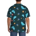 thumbnail image 7 of PAYOHTO Cute Dolphin and Clown Fish Sea Mens Hawaiian Casual Short-sleeved Shirt Tropical Summer Beach Button Down Shirts, 7 of 7