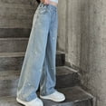thumbnail image 5 of TOWED22 Girls Casual Fit Jeans Straight Leg Denim Pants with Pockets Relaxed Kids Trousers Light Blue,11-12 Y, 5 of 8