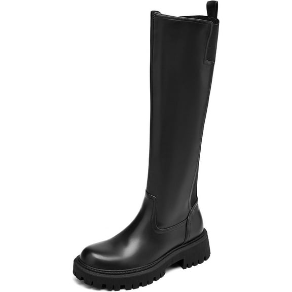 Women's High Boots - Thick sole Platform with Edgy Style, Stretch Calf for All-Day Comfort