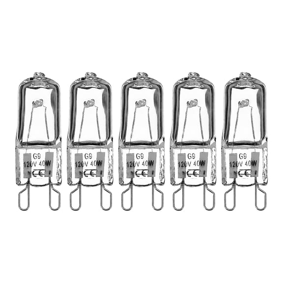 G9 Halogen Bulb 120V 40W Halogen Bulbs 500-600LM 5Pcs-Clear Mini G9 Lamps 2Pin 1.6" Non-Dimmable 2700-3000K 100CRI for Landscape Lighting Chandeliers Desk Lamp Cabinet RV Lighting