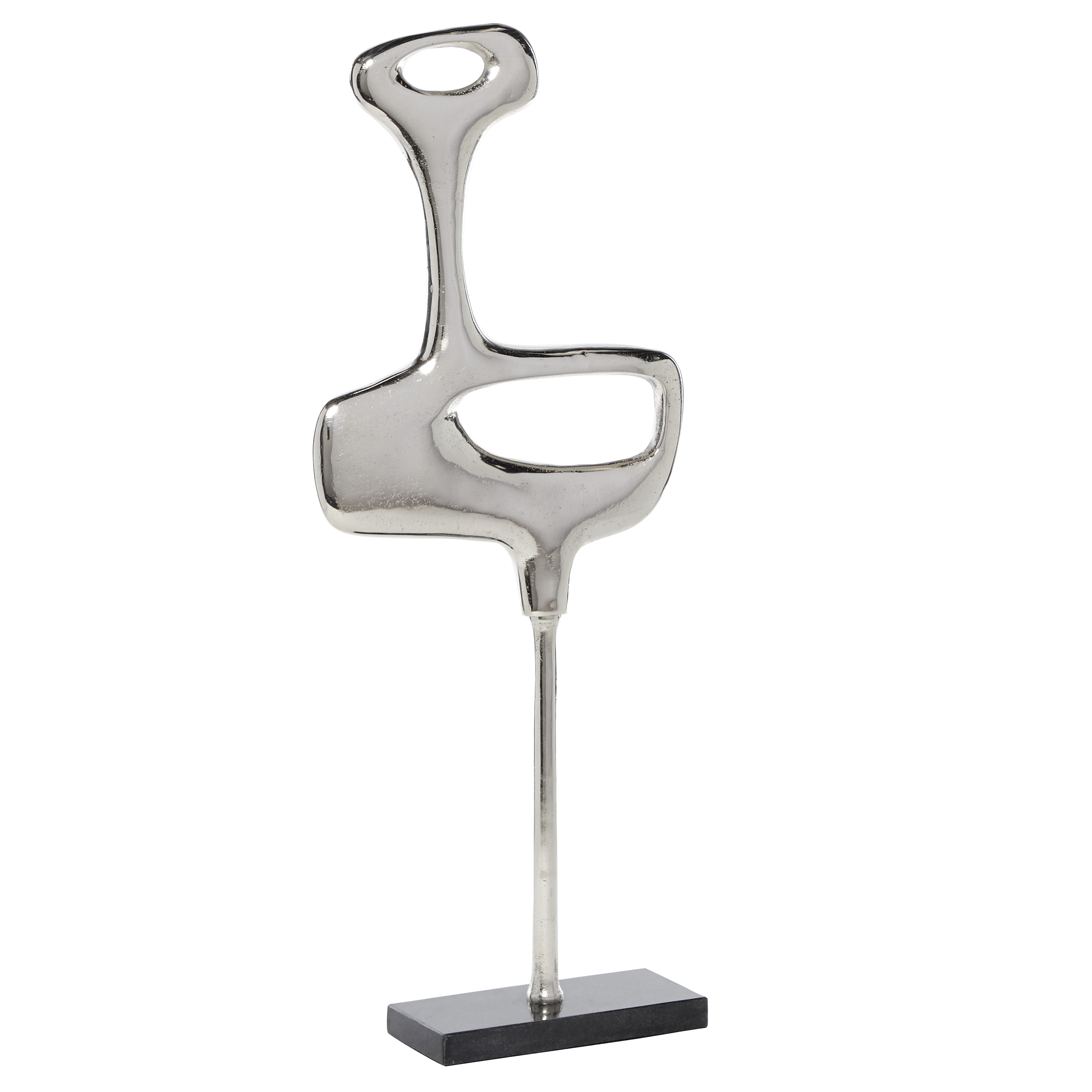 Contemporary Abstract Silver Metal Sculpture, 10" x 24"