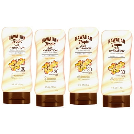 Hawaiian Tropic Silk Hydration Weightless Sunscreen Lotion, 6 Fl. Oz. - Pack of 4