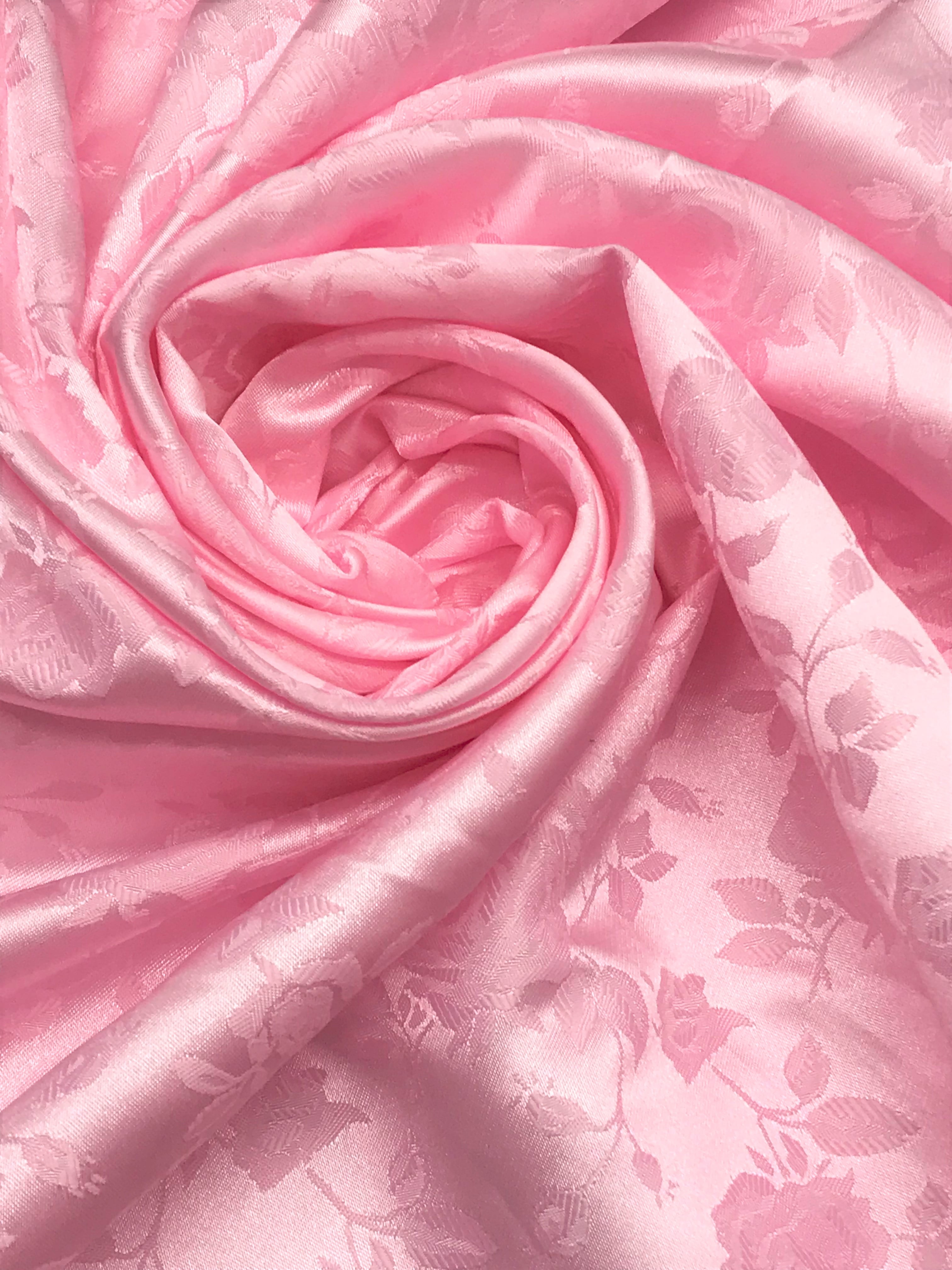 Brocade Satin - Fabric by the yard - Pink