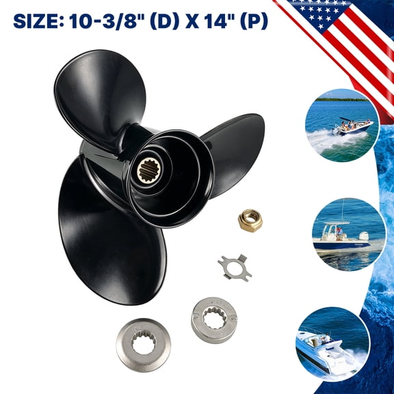 Max Motosports Aluminum Boat Propeller 10-3/8 x 14 in for Mercury 25-70HP 13Tooth RH 48-816706A45