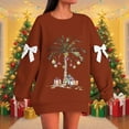 thumbnail image 2 of HUAXUN-Women's Christmas Gift Box & Ornament Tree Print Sweatshirt - Casual Loose Fit Hoodless Pullover with Festive Design for Holiday Comfort Wear(Brick Red,L), 2 of 5