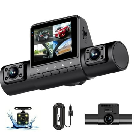 Nsxcdh 4 Channel Dash Cam 360 Car Camera 1080p Ir Night Vision Motion Detection 5.98×4.45×2.76in Loop Recording Safe Parking Driving Recorder Gifts for Grandkids and the Girlfriend