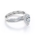 thumbnail image 3 of JeenMata Anillo de Bodas de 1,25 Quilates con Halo de Diamantes y Moissanita en Forma de Pera Engastado en Oro Blanco de 10 K, 3 of 5