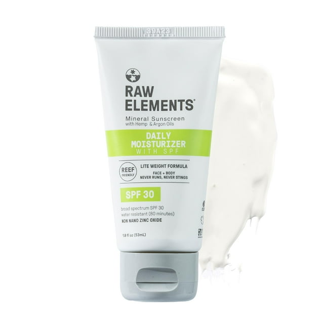 Tubo de bioresina humectante de estilo de vida diario Raw Elements - Protección SPF 30 UVA-UVB Sin nano zinc Apto para arrecifes Resistente al agua 1.8 oz