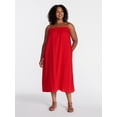thumbnail image 2 of Time and Tru Women's Sleeveless Double Cloth Cotton Midi Dress, Sizes XS-XXXL, 2 of 5