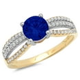 thumbnail image 2 of 1.27 ct Round Cut Simulated Blue Sapphire Solitaire with Accents Engagement Ring for Women in 18K Yellow/White Gold, 2 of 2