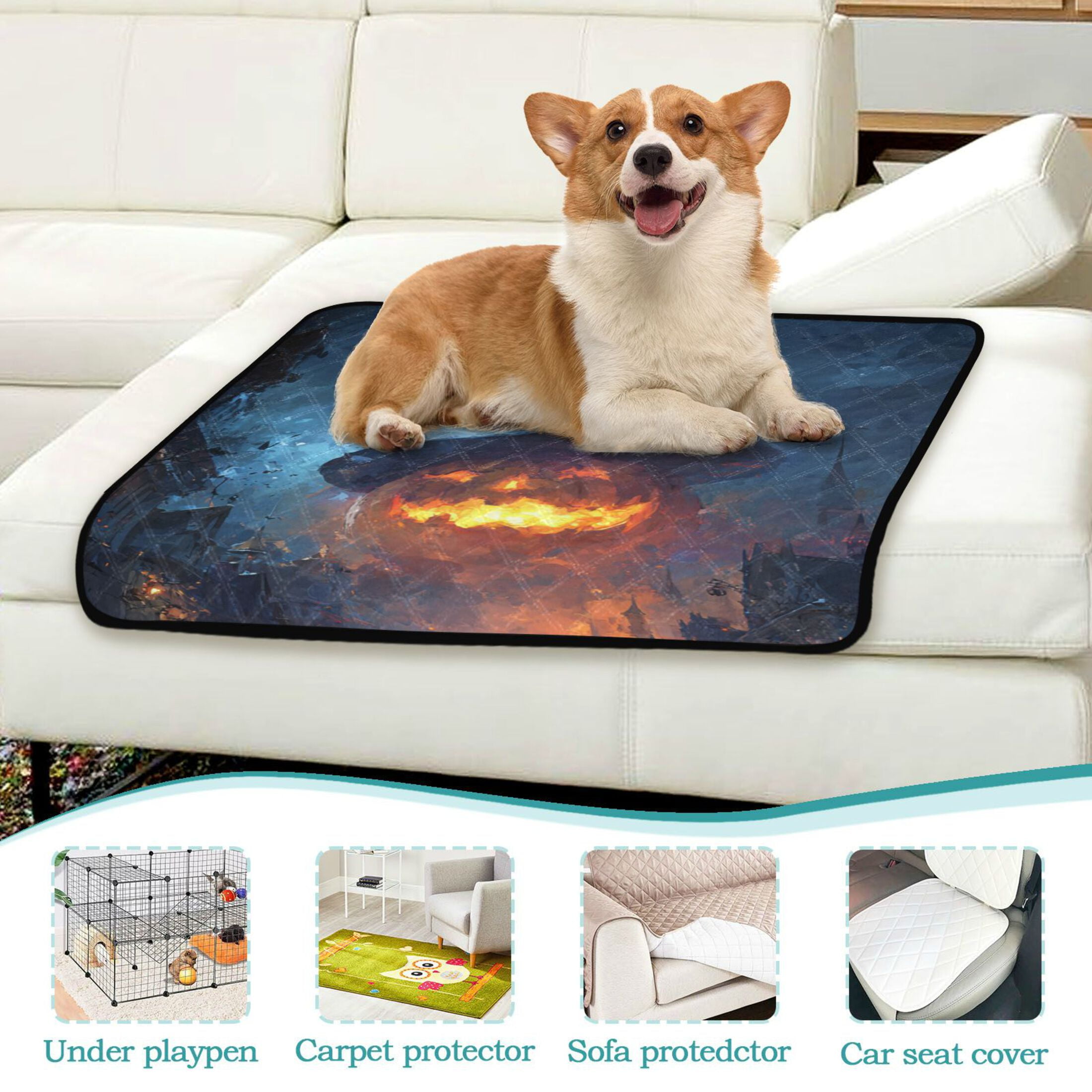 Qxltty Giant Pumpkin Cat litter Pads Pet Set of 3 Diaper Mats Center Anti-leakage Layer Absorbent Soft and Comfortable