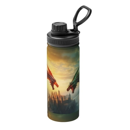 

Salouo Castle Red Green Sky Dragon for 18oz Stainless Steel Vacuum Insulated Tumbler Coffee Travel Mug Spill Proof with Lid Thermos Cup for Keep Hot/Ice Coffee Tea and Beer