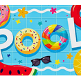 thumbnail image 3 of Colorful Summer Themed Pool Party Background Banner with Watermelon Donut Floatie Starfish and Beach Ball Decorations for Poolside Parties Photo Backdrops and Summer Celebrations, 3 of 7