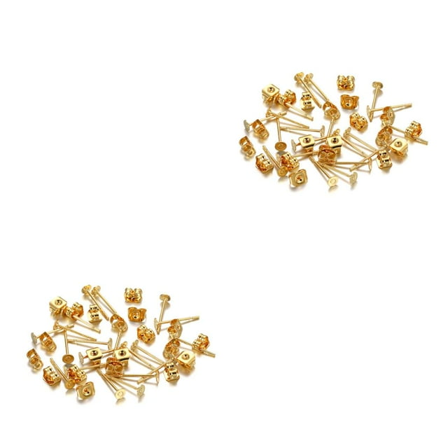 Wisewang Earring Stud Base Multi Stainless Personality Ear Pins Setting Decorations Jewelry Making Tool Beach Using Supplies Gold 3mm 2Set