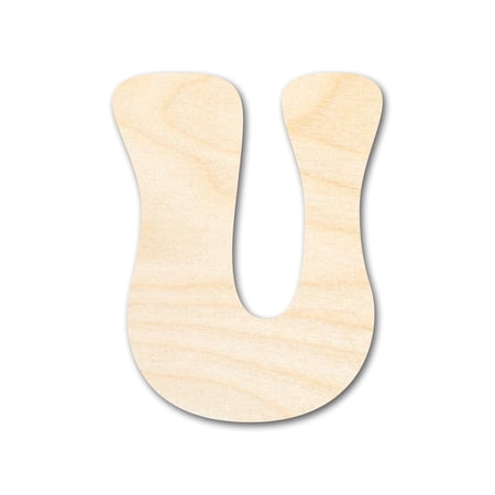 Unfinished Wood Groovy U Font Shape | DIY Craft Cutout 46" / 3/4"