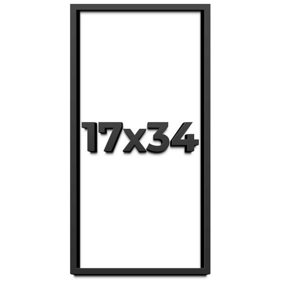 17x34 Shadow Box Frame Black | 1 inches Deep Real Wood Contemporary Shadowbox Display Frame | UV