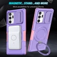 thumbnail image 2 of TECH CIRCLE Case for Samsung Galaxy S23 Ultra (6.8") - [Sliding Cover for Camera Protection] [Compatible with MagSafe] Shockproof Multifunctional Case with Hidden Kickstand/Phone Ring Holder,Purple, 2 of 9