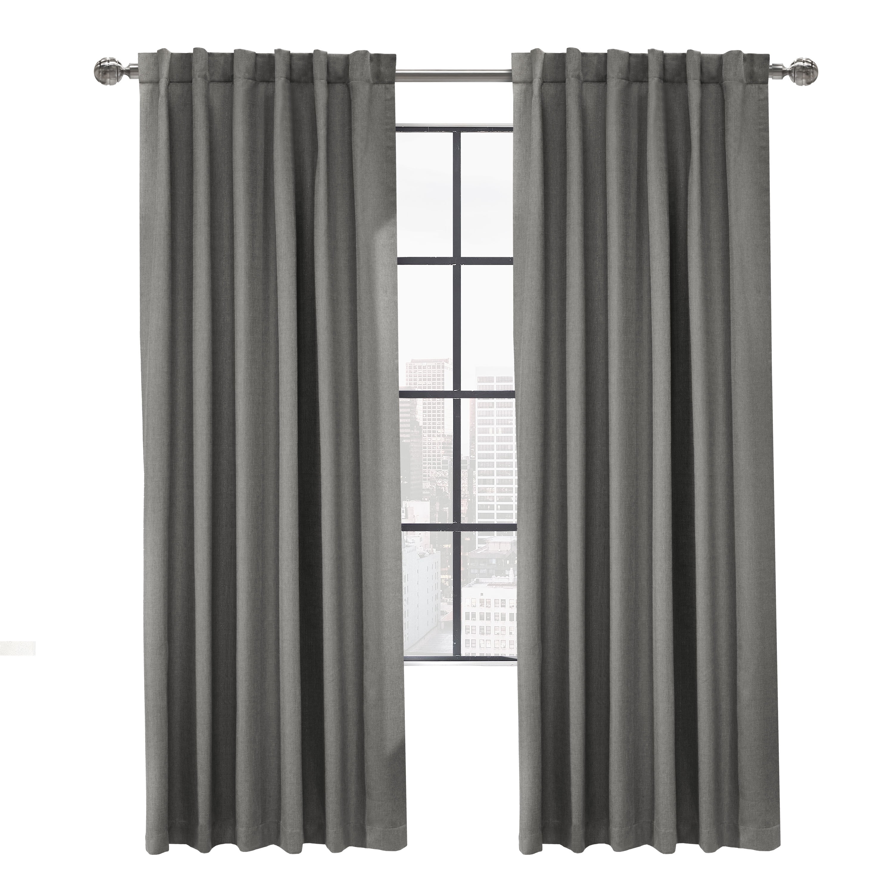 Barry Total Blackout Textured Dual Header Curtain Panel 52" x 84" in Silver