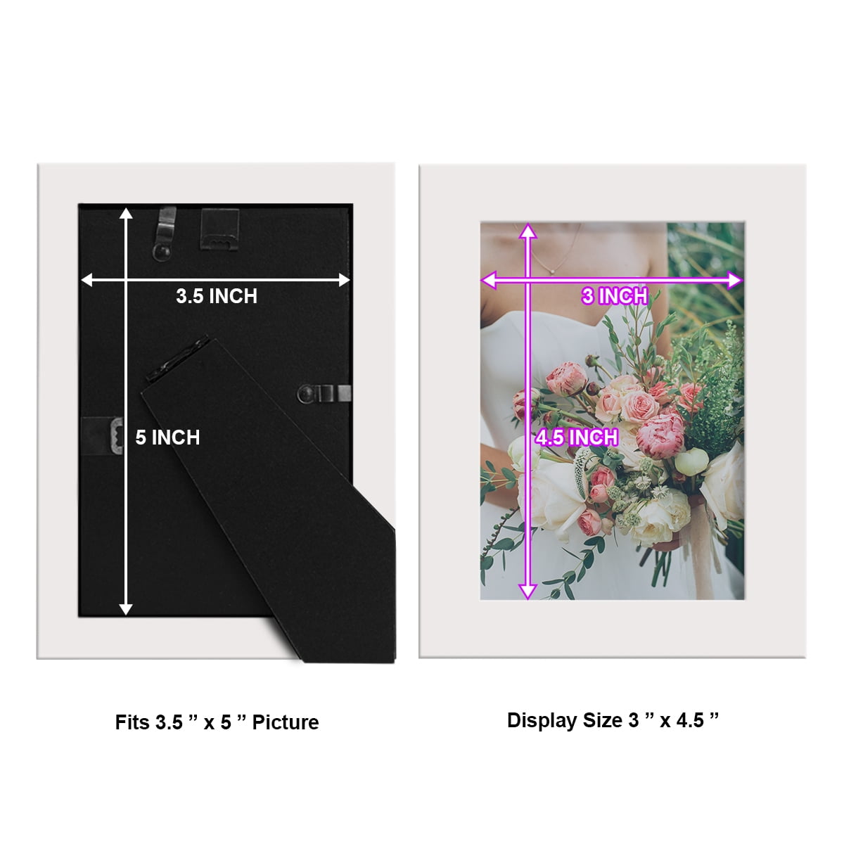 Modern Real Wood 3.5x5 inch Picture Frame in White