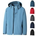 thumbnail image 1 of Sentmoon Winter Jacket Solid Color Long Sleeve Drawstring Hooded Neck Men's Winter Coats Oversized Zipper Windbreaker Trendy Mens Clothes with Pockets Fall for Festival Camping and Outdoor, 1 of 6