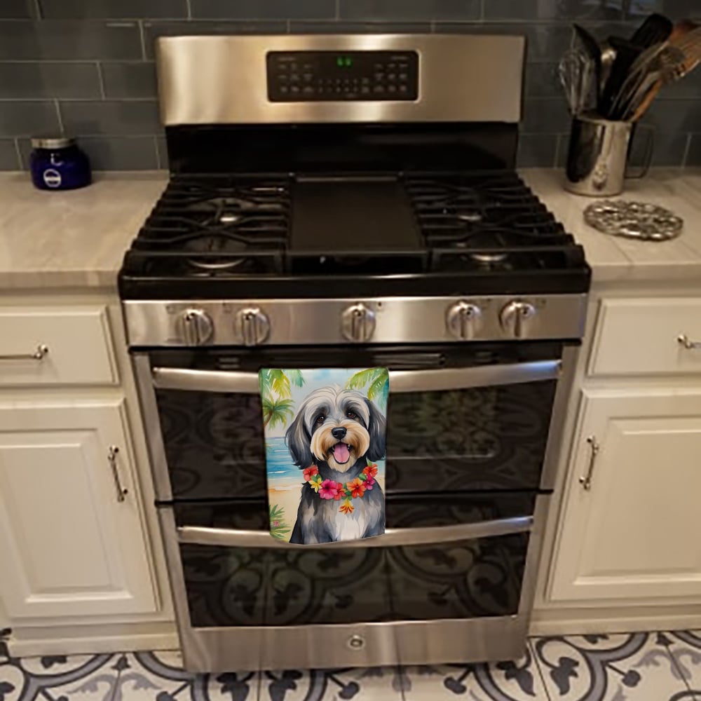 Carolines Treasures DAC6529KTWL 25 x 15 in. Tibetan Terrier Luau Kitchen Towel