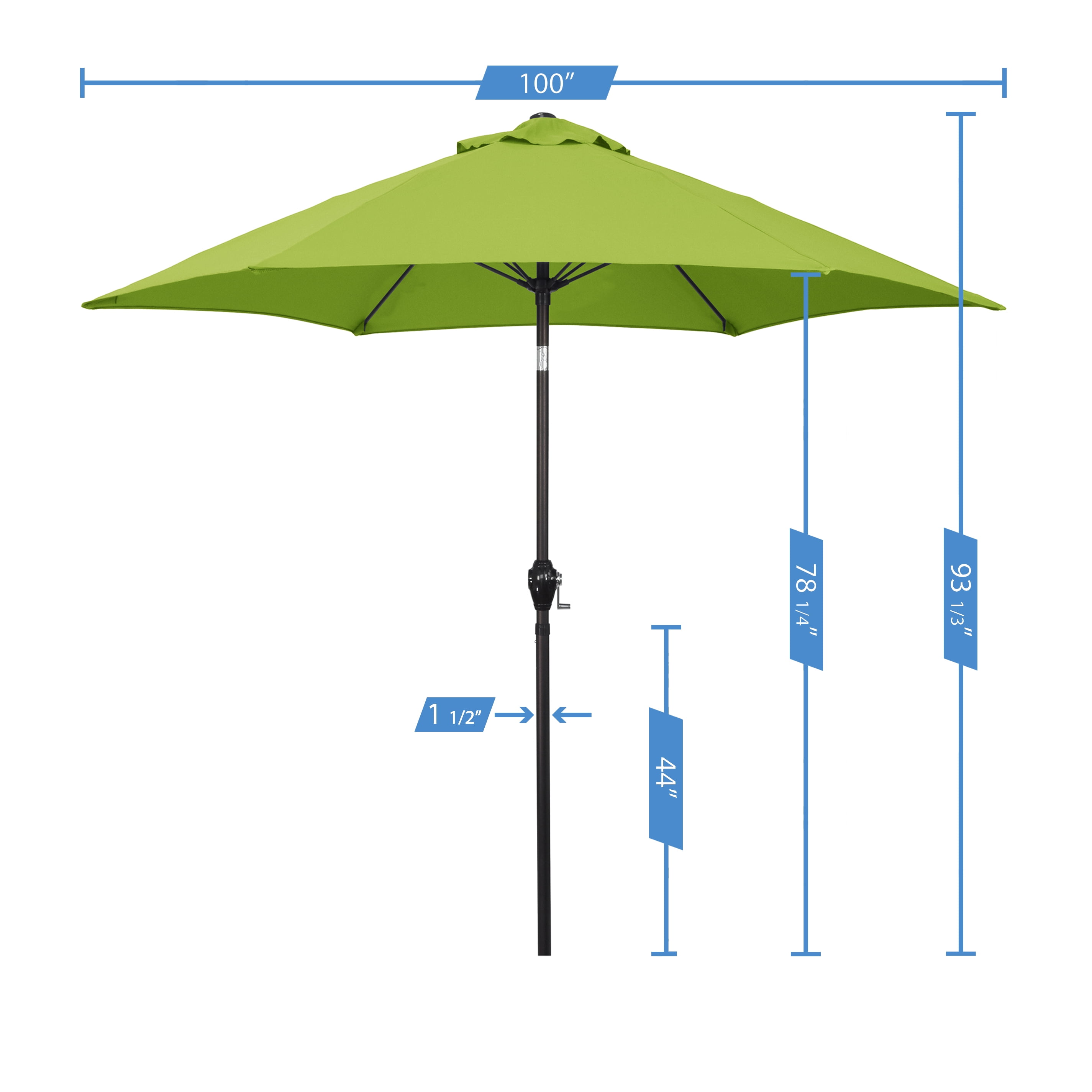 Sunline 9 ft Crank Open Push Tilt Fiberglass Ribs Aluminum Pole Market Patio Umbrella