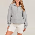 thumbnail image 4 of Women Crew Neck Pullover Women's Sweatshirt Zip up No Hood Women Half Zip Cropped Sweatshirt Casual Quarter Zip up Rib Knit Pullover Xl, 4 of 9