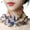5, variant on Scarf Painting Print Imitation Pearl Durable Ruffle Edge Lady Headscarf for Banquet
