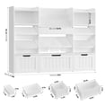 thumbnail image 7 of Hiphuta 56”W Kids Toy Storage Organizer with Bookshelf, 3 Removable Drawers & 7 Toy Boxes, Large Wood Toy Organizer for Playroom, Bedroom & Living Room, White, 7 of 7