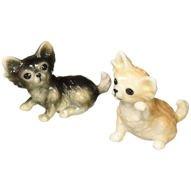 Cosmos Gifts 20774 Juego de salero y pimentero para perro chihuahua de porcelana fina, 3-1/2 pulgadas de largo