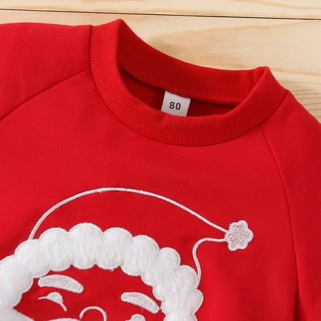 

kpoplk Christmas Outfit Toddler Girl Toddler Girls Boys Christmas Winter Long Sleeve Santa Prints Shirt Girls Christmas Outfit(Red)