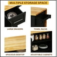 thumbnail image 3 of Kitchen Island Cart with 2 Door Cabinet and Three Drawers,43.31 Inch Width with Spice Rack, Towel Rack (Black), 3 of 13