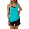 thumbnail image 4 of Levmjia Women's 2026 New Tankini Swimsuit Set, Racerback Striped Top + High Waist Swim Shorts, Nylon Spandex Mix, S - 3XL Plus Size, Tummy Control Workout Swimsuit, 4 of 6
